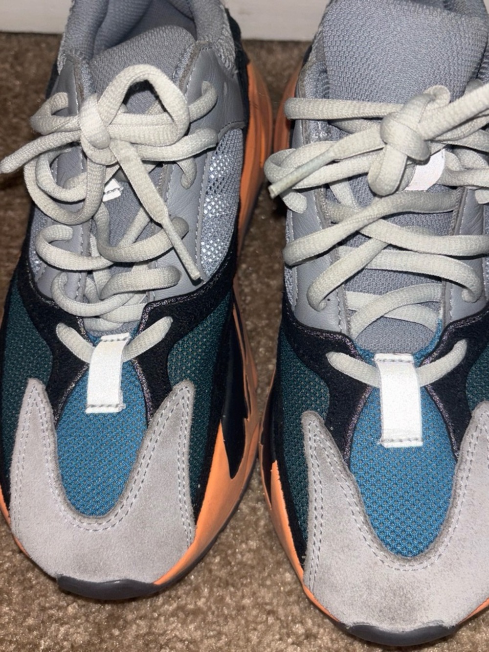 Yeezy Kids Gray, Teal & Orange Trail Sneakers